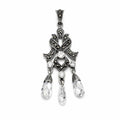 Marcasite and White Swarovski Crystal Dangle Pendant