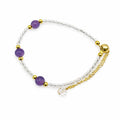 Clear Quartz and Amethyst Gemstone Adjustable Bracelet