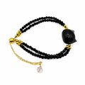 Cat Black Spinel Gold Adjustable Bracelet