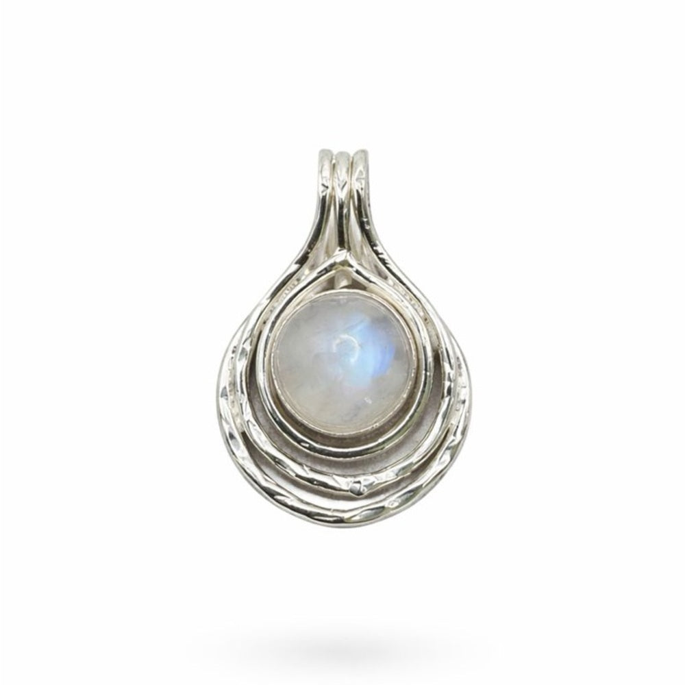 Rainbow Moonstone Layered Teardrop Pendant