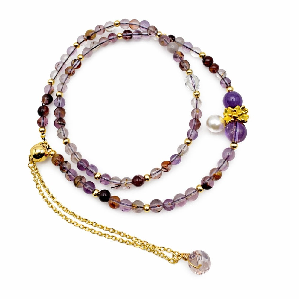 Super 7 Gemstone Double Adjustable Gold Bracelet