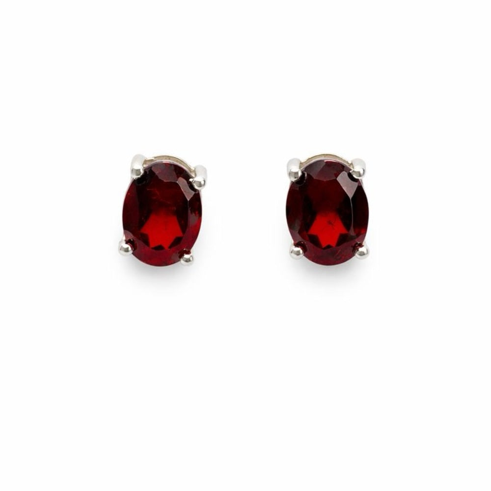 Garnet Oval Stud Earrings