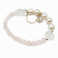 Clear Quartz & Freshwater Pearl Gemstone Stretchy Bracelet