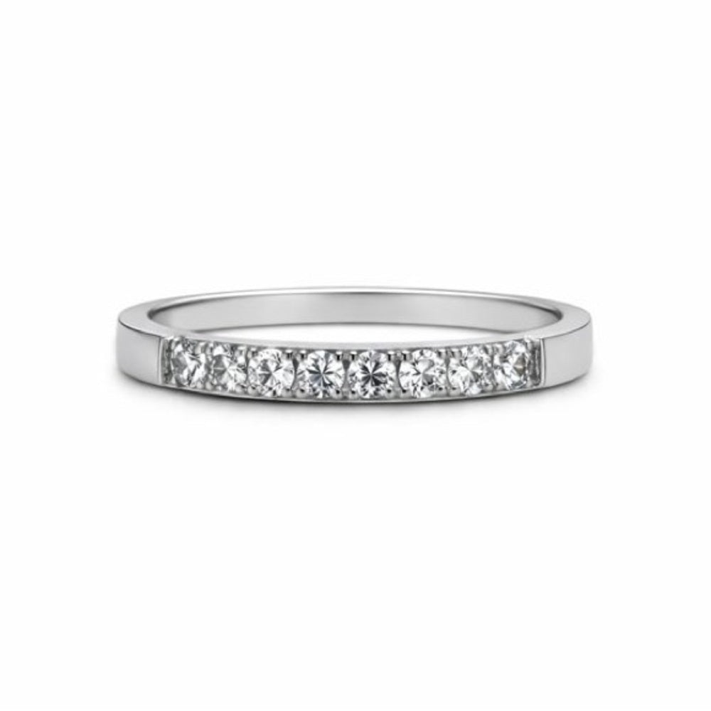 Silver Crystal Half Eternity Band