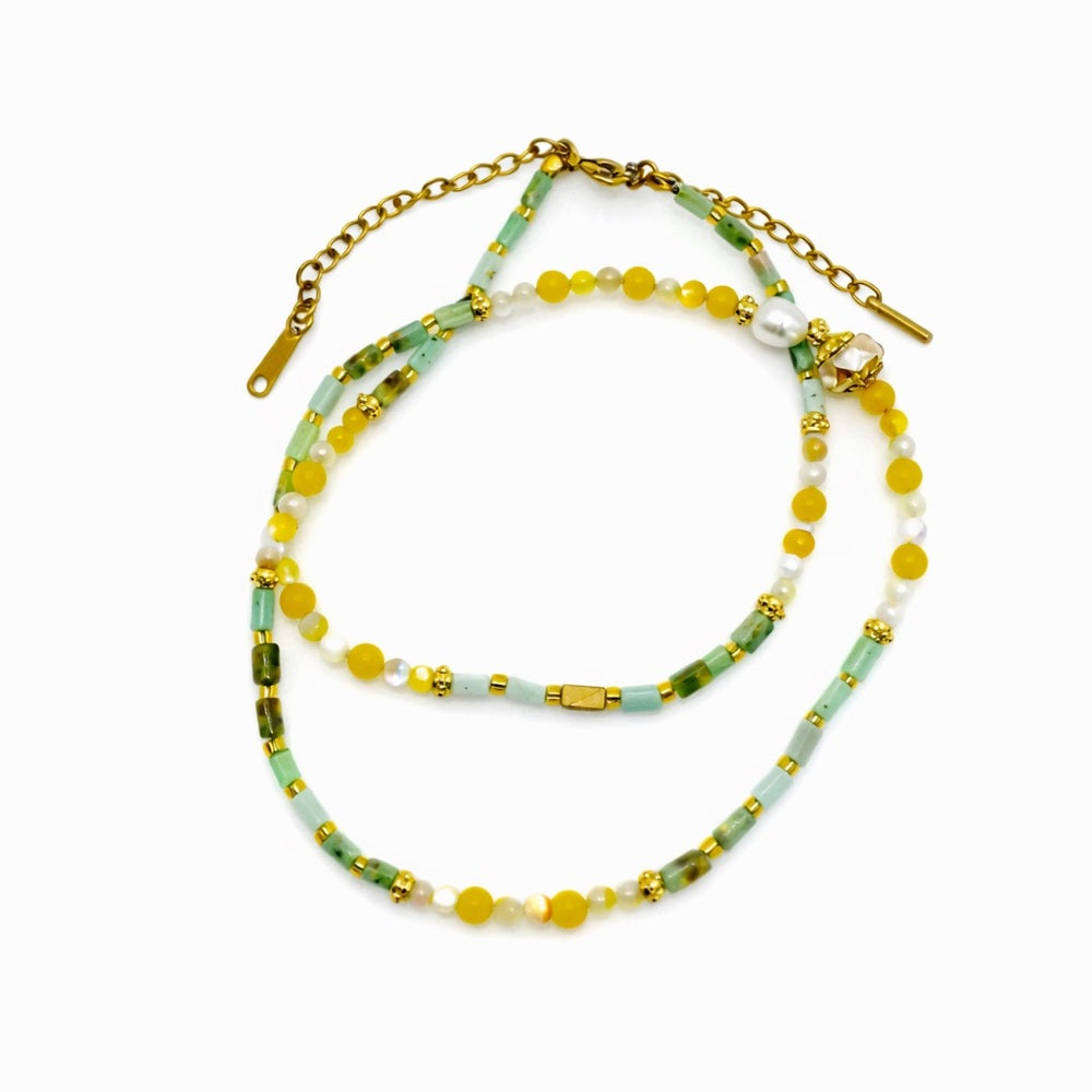 Turquoise, Jade, Mother of Pearl, and Freshwater Pearl Necklace Style #40