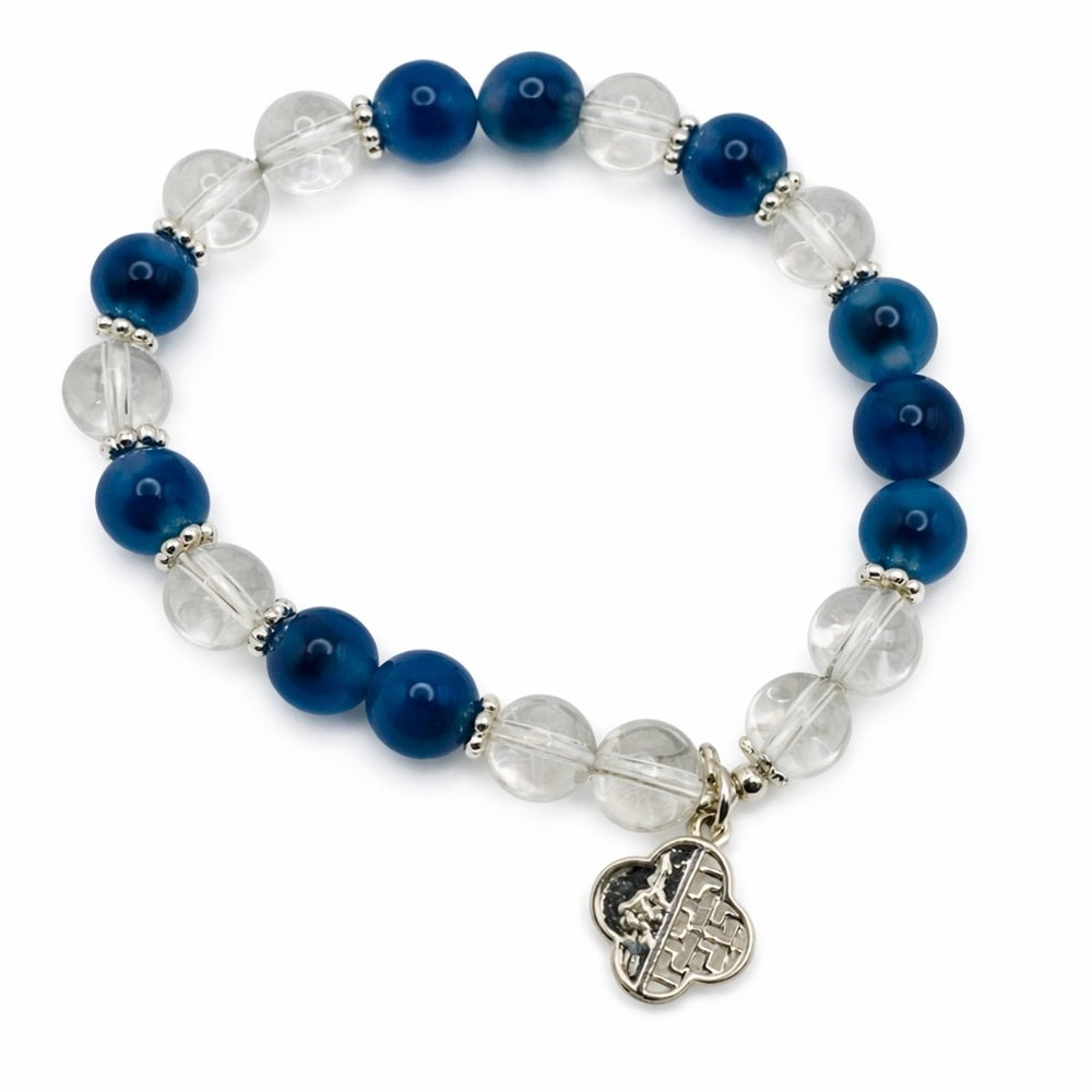 Candy Agate & Clear Quartz Gemstone Stretchy Bracelet