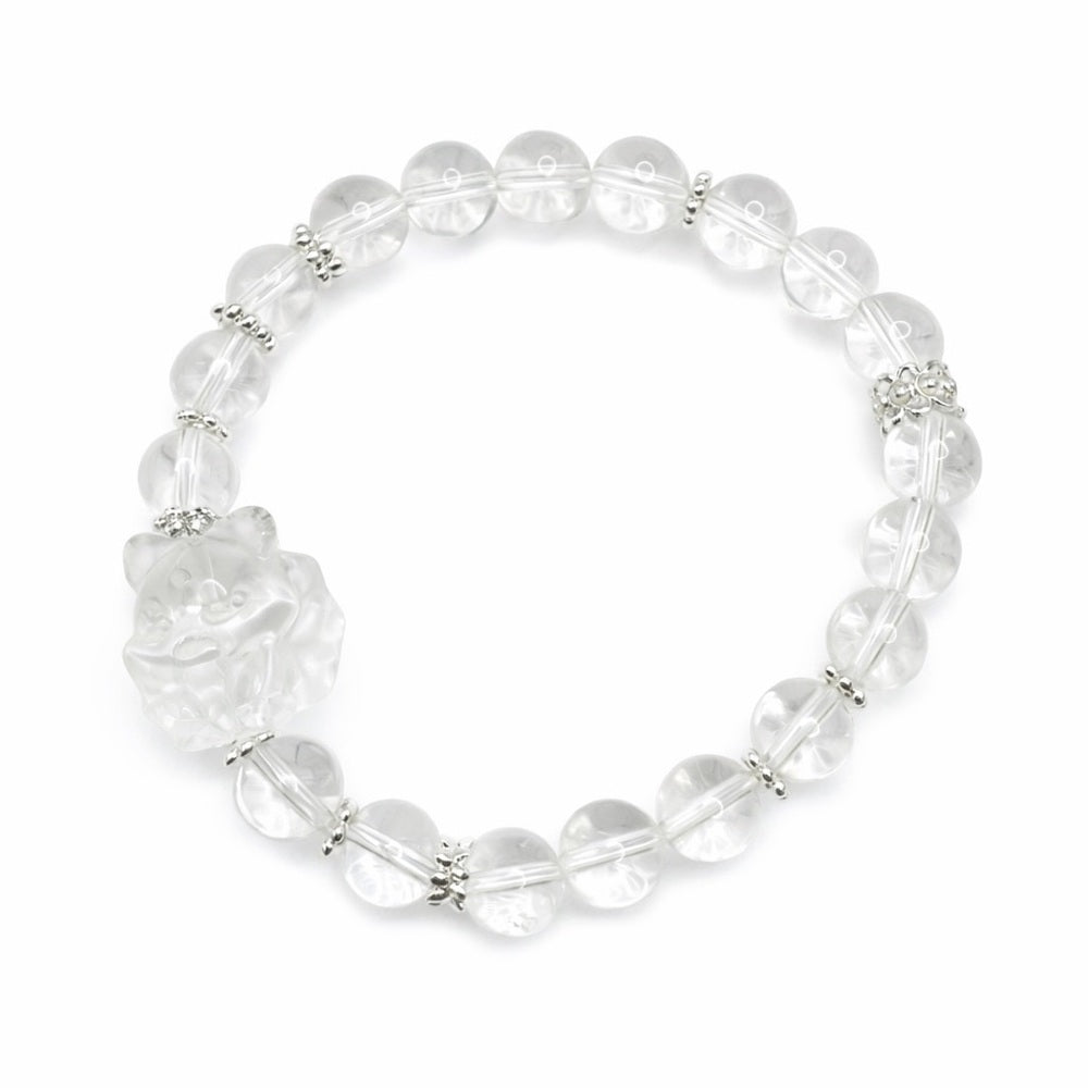 Clear Quartz Nine Tailed Fox Gemstone Stretchy Bracelet