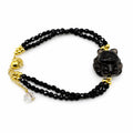 9 Tailed Fox Black Spinel Adjustable Gold Bracelet