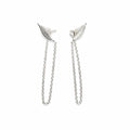 Leaf Chain Hoop Stud Earrings