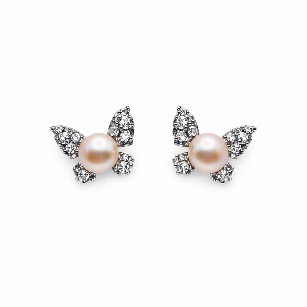 Butterfly Pearl Stud Earrings