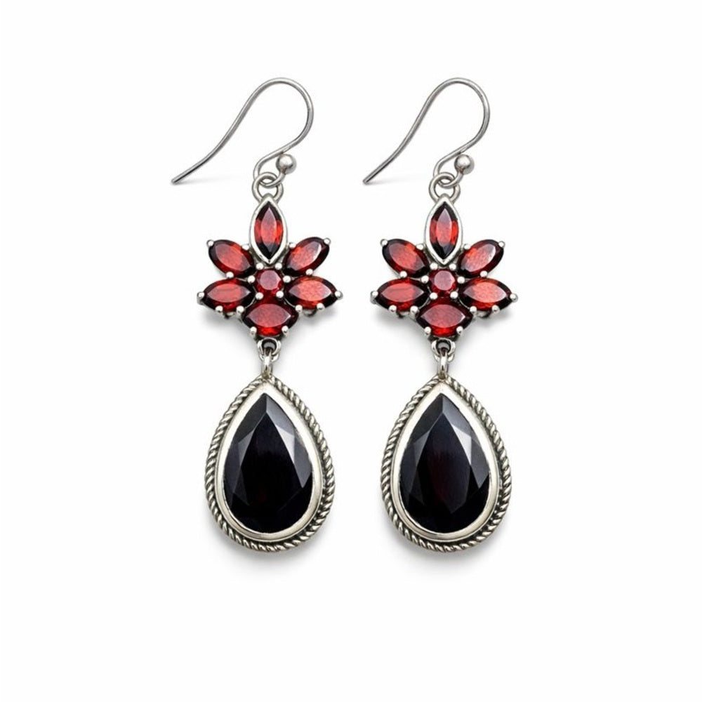 Garnet Floral Earrings