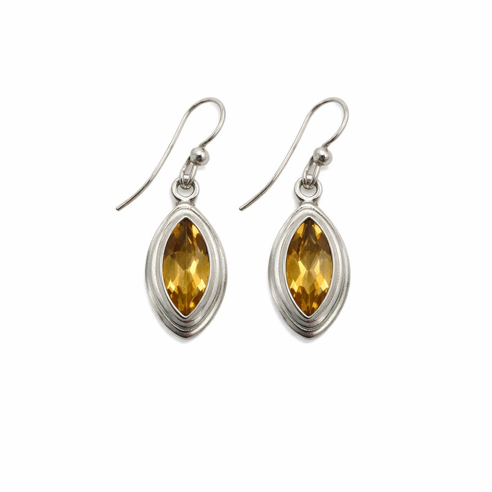 Citrine Dangle Oval Earrings