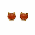 Cat Ear Carnelian Gold Stud Earrings