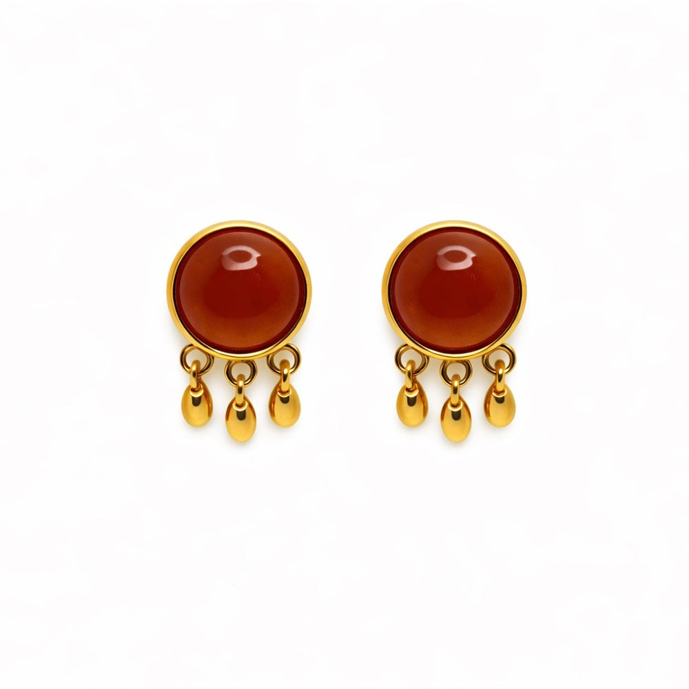 Carnelian Gold Dangle Earrings