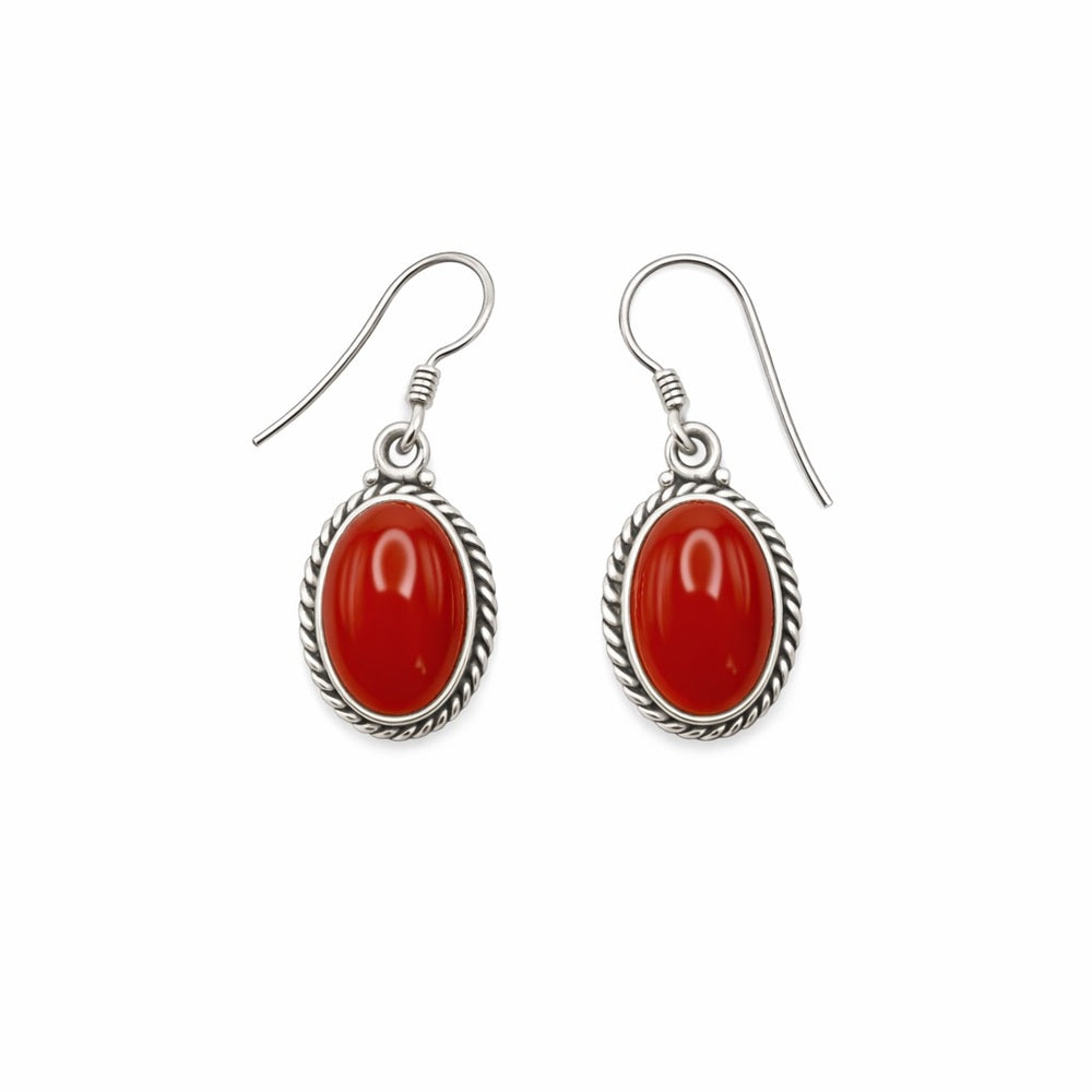 Carnelian Oval Dangle Earrings