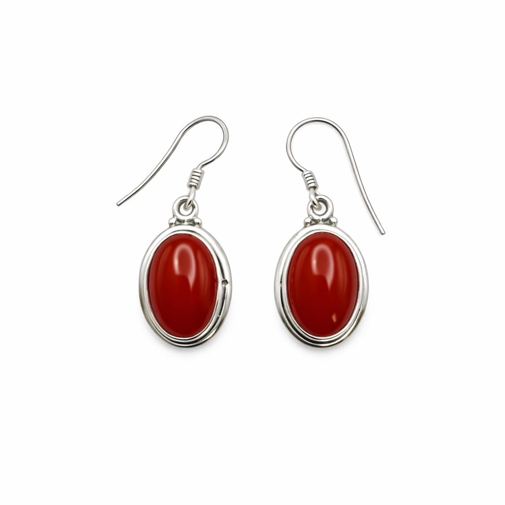 Carnelian Oval Dangle Earrings