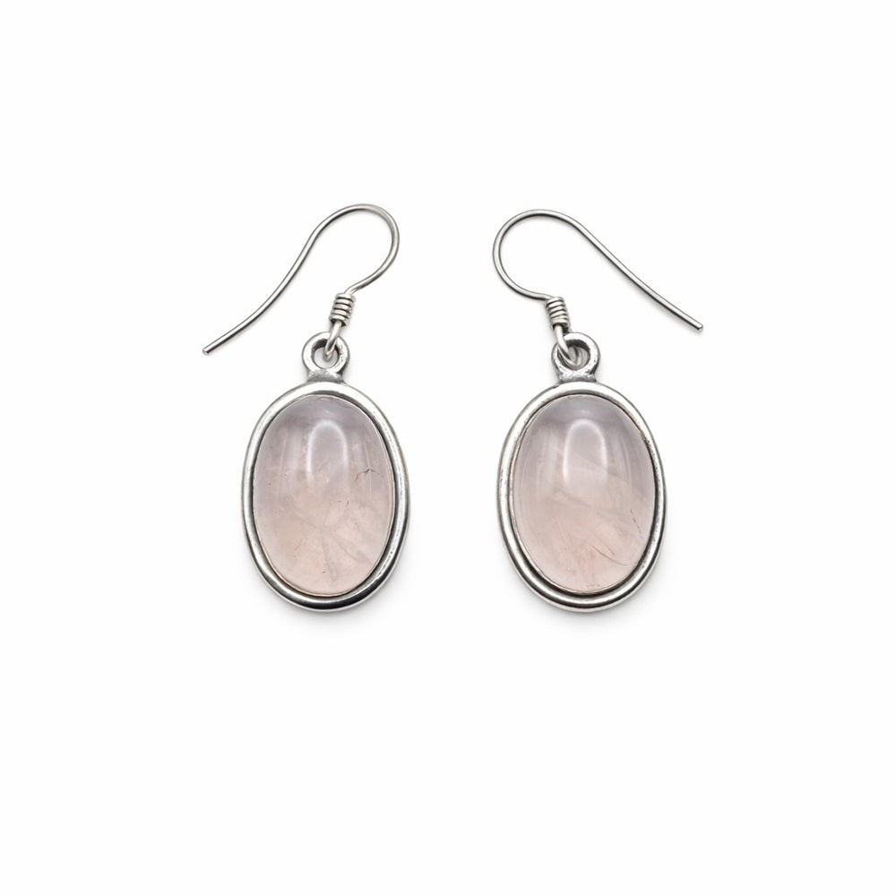 Rose Quartz Oval Dangle Earrings