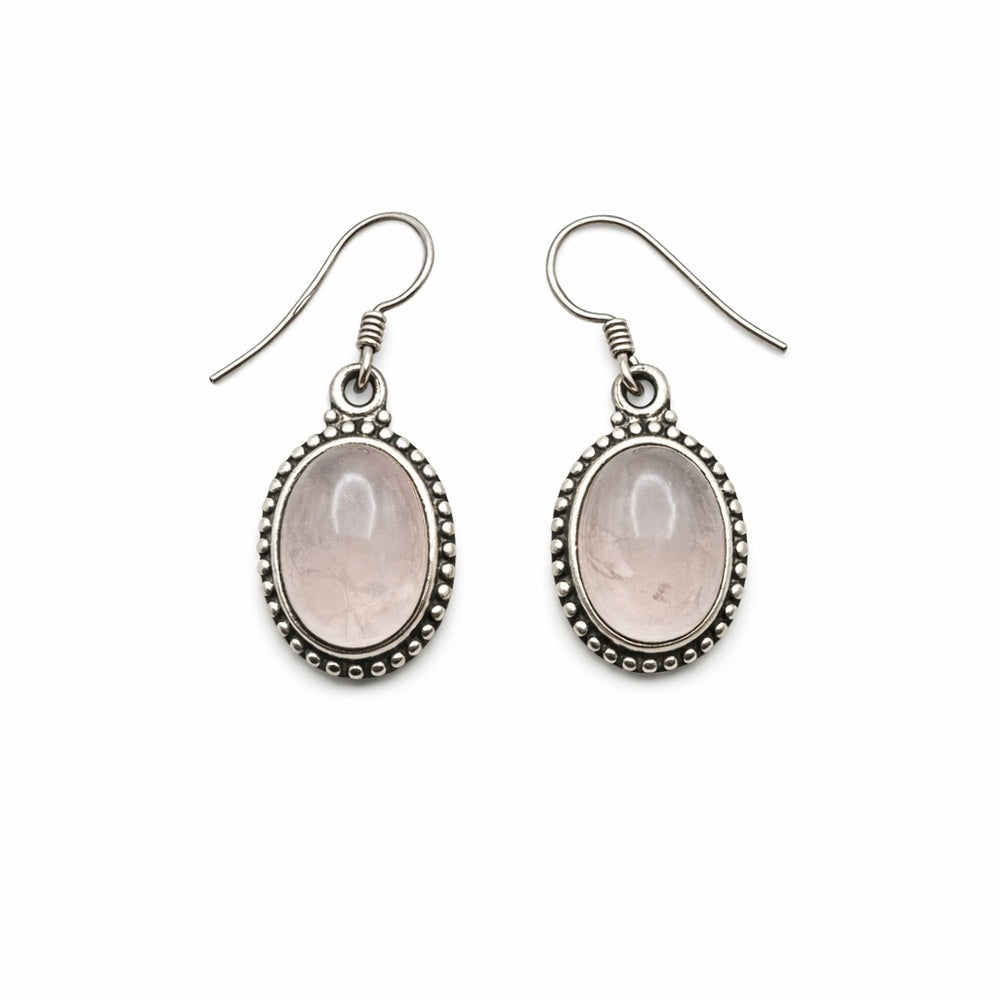 Rose Quartz Oval Dangle Earrings
