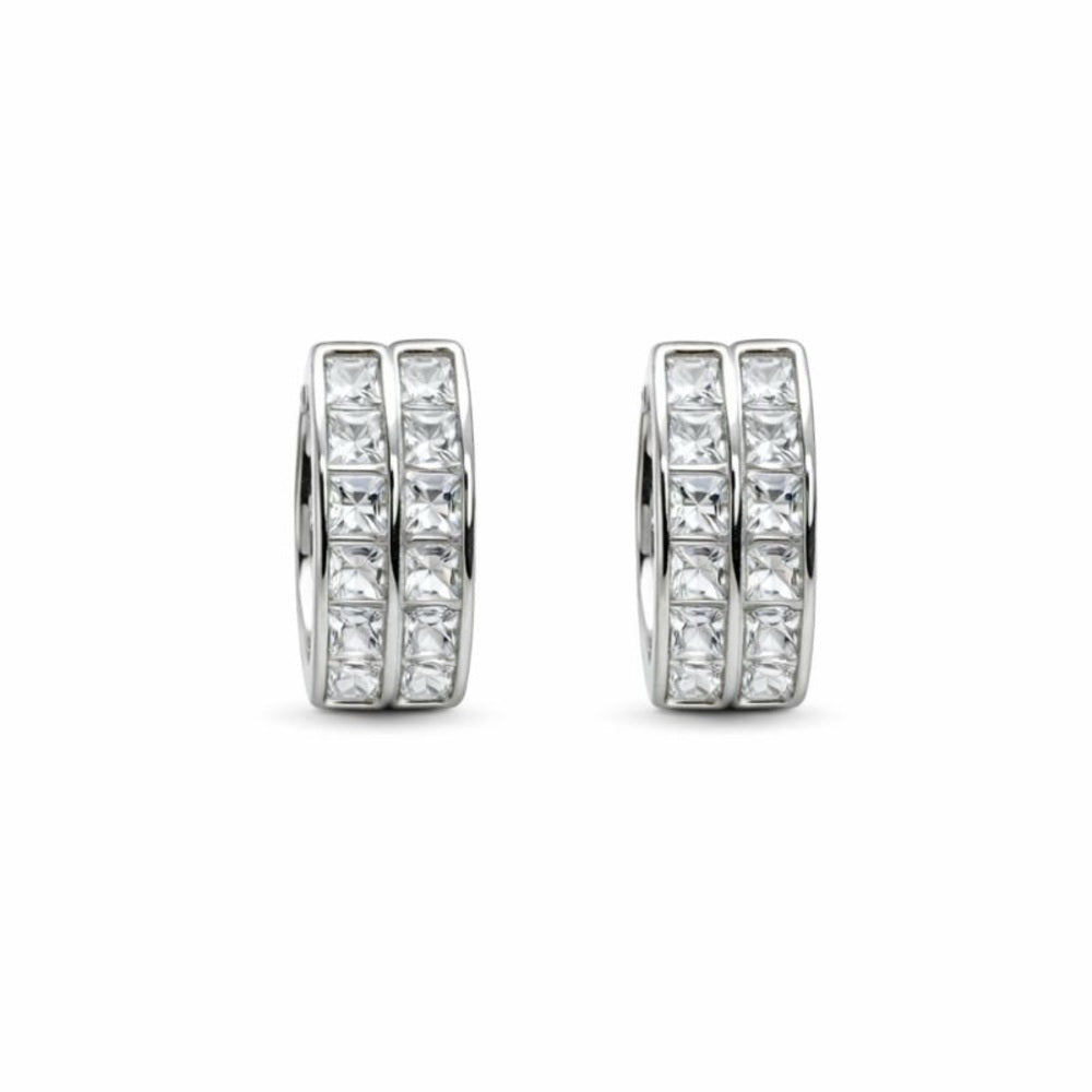 Sterling Silver Crystal Double Huggies