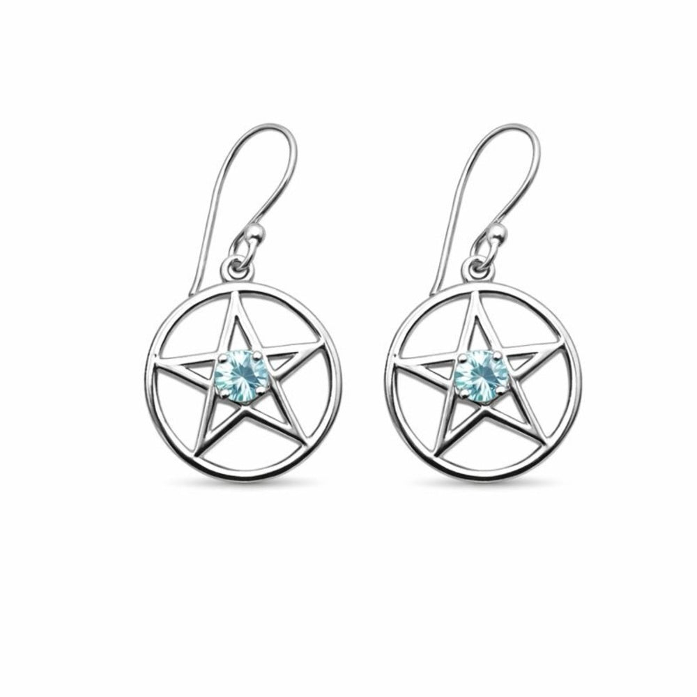 Swiss Blue Topaz Silver Star Earrings
