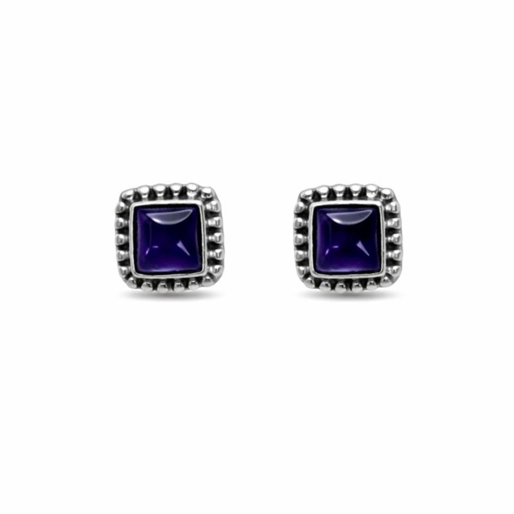 Amethyst Square Stud Earrings