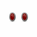 Oval Braided Carnelian Stud Earrings