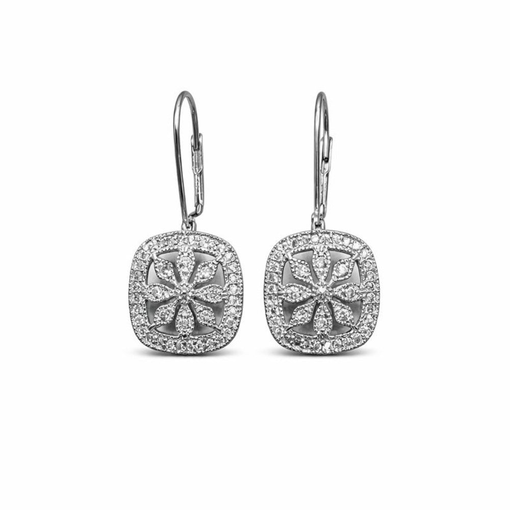 Pavé Floral Dangle Earrings