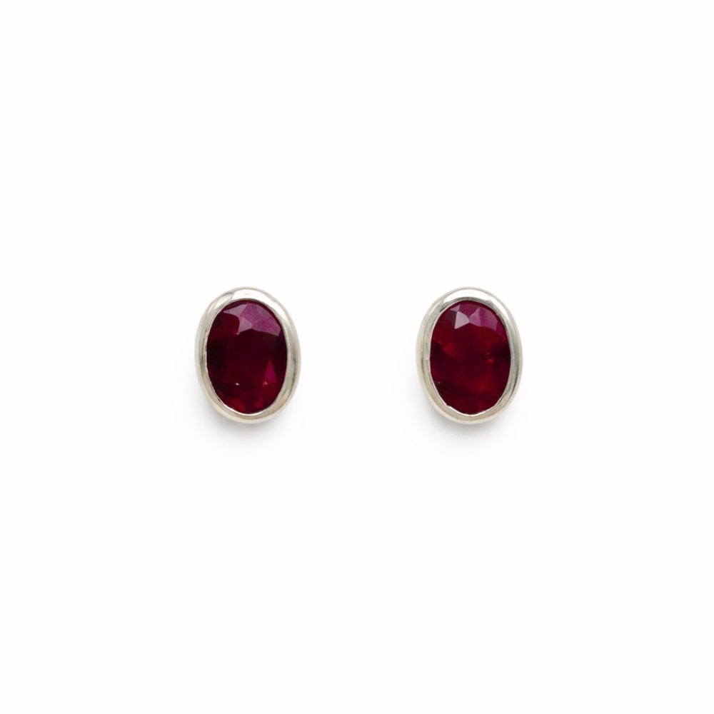 Oval Ruby Stud Earrings