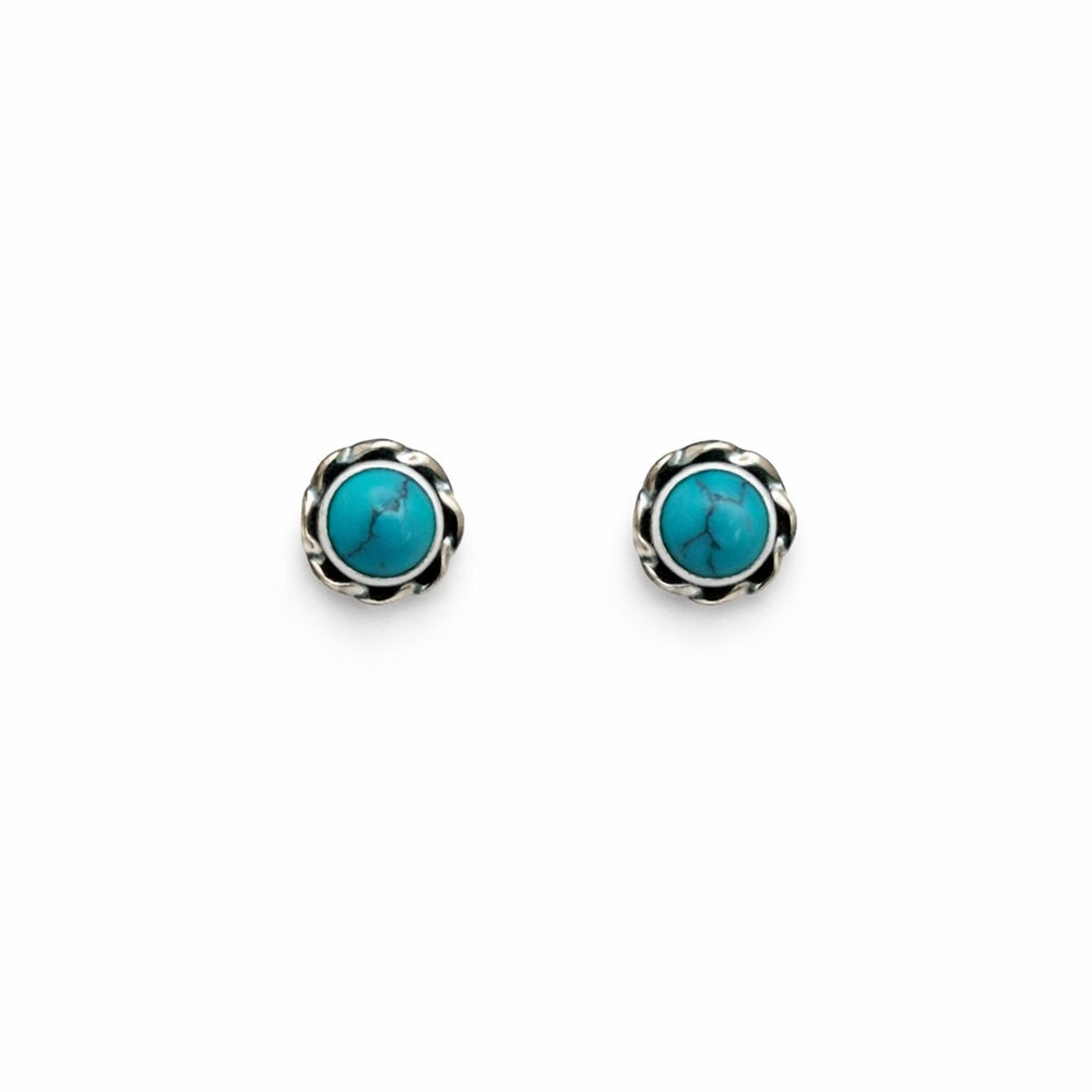 Circle Swirl Turquoise Stud Earrings
