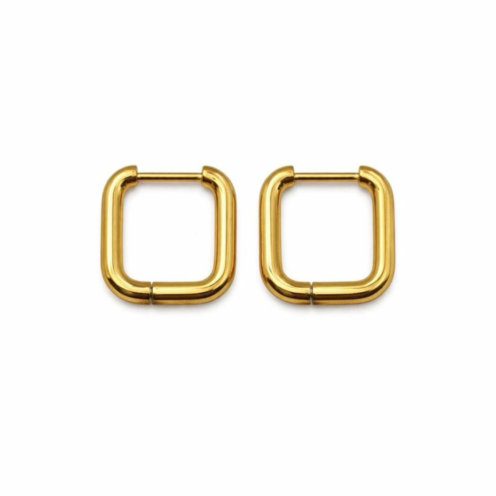 10 mm Square Hoop/ Huggie Earrings - Gold (#46)