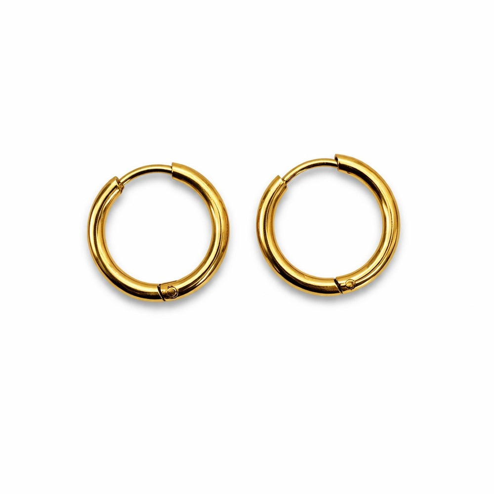 14mm | Hoop/ Huggie Earrings - Gold (#43)