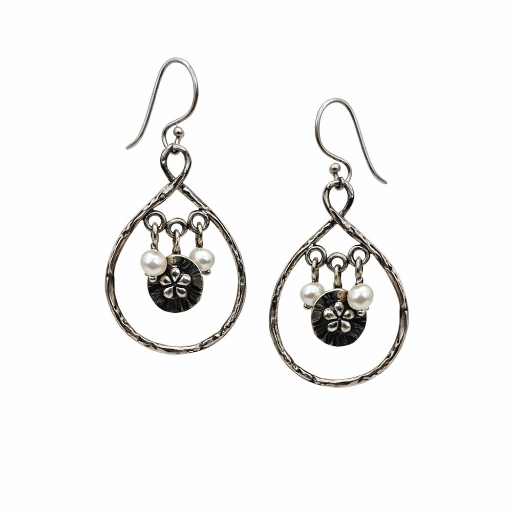 Freshwater Pearl Flower Dangle Earrings