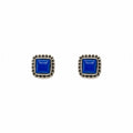 Blue Chalcedony Square Stud Earrings