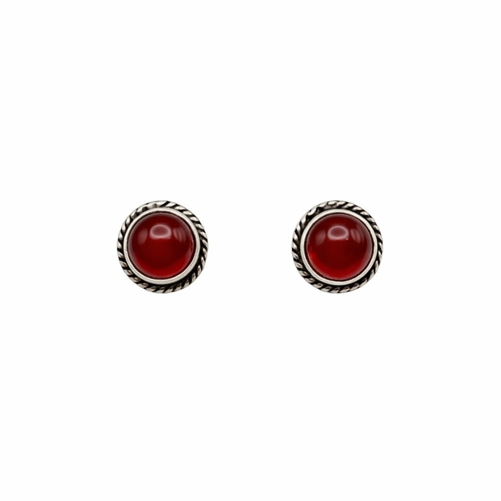Round Braided Carnelian Stud Earrings