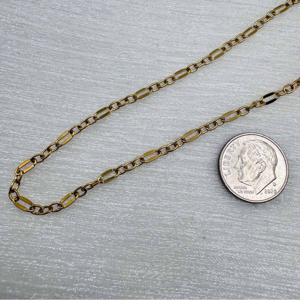 3mm Gold Bar & Link Chain