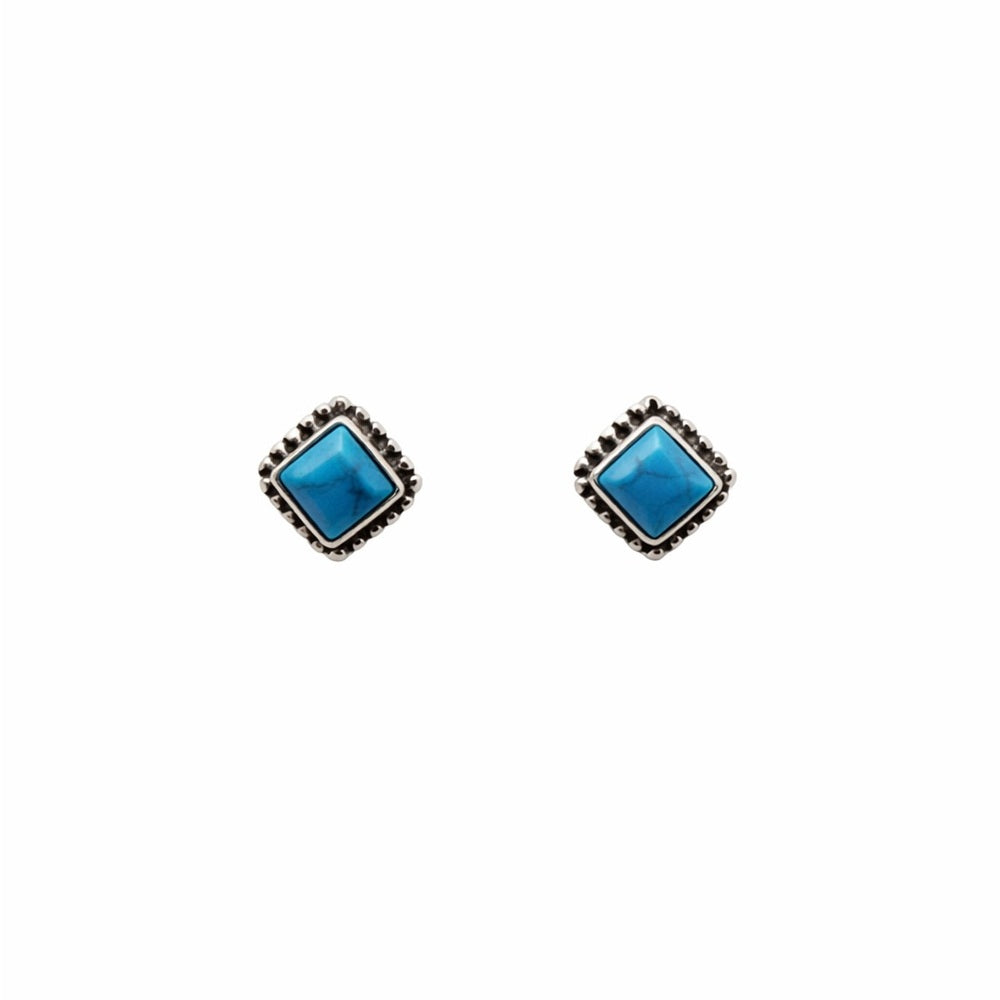 Square Turquoise Stud Earrings