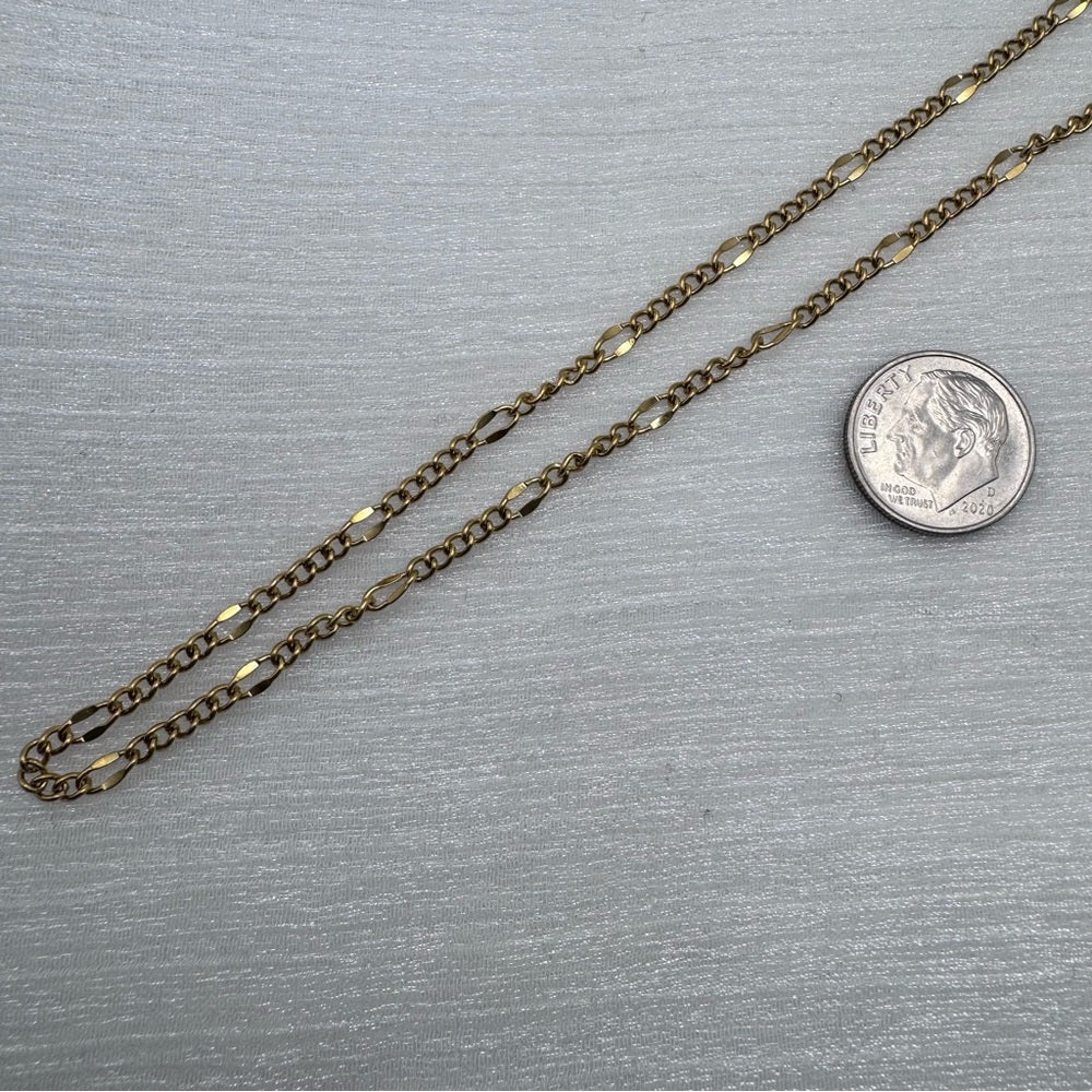 3mm Gold Extended Figaro Link Chain