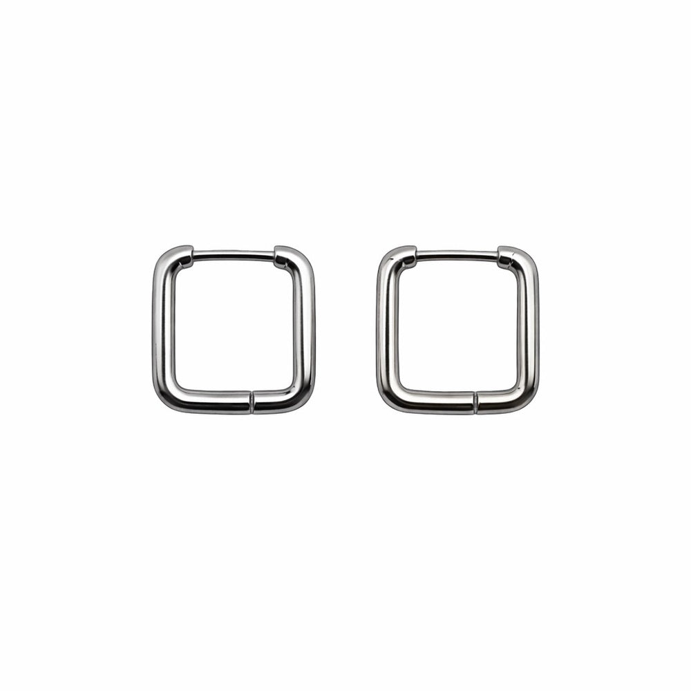 10 mm Square Hoop/ Huggie Earrings - Silver (#46)