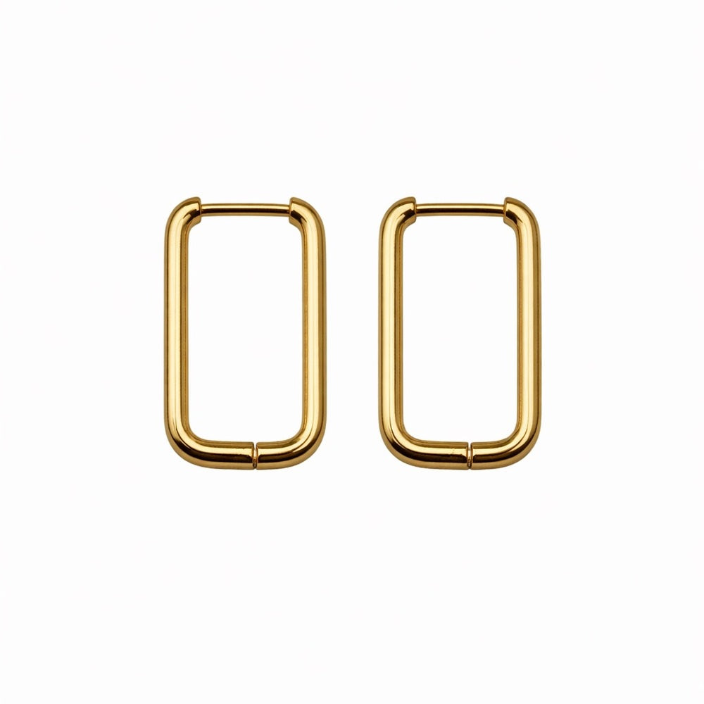 9 mm Rectangle Hoop/ Huggie Earrings - Gold (#47)