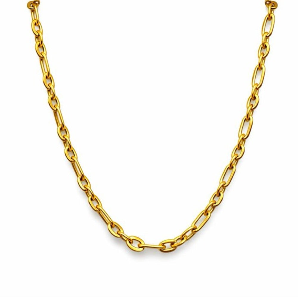4mm Gold Mixed Rolo & Paperclip Link Chain
