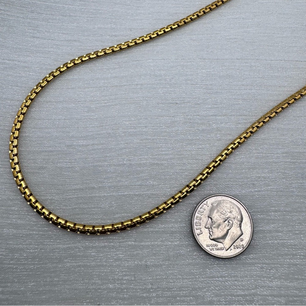 2.5mm | Gold | Flat Box Link Chain