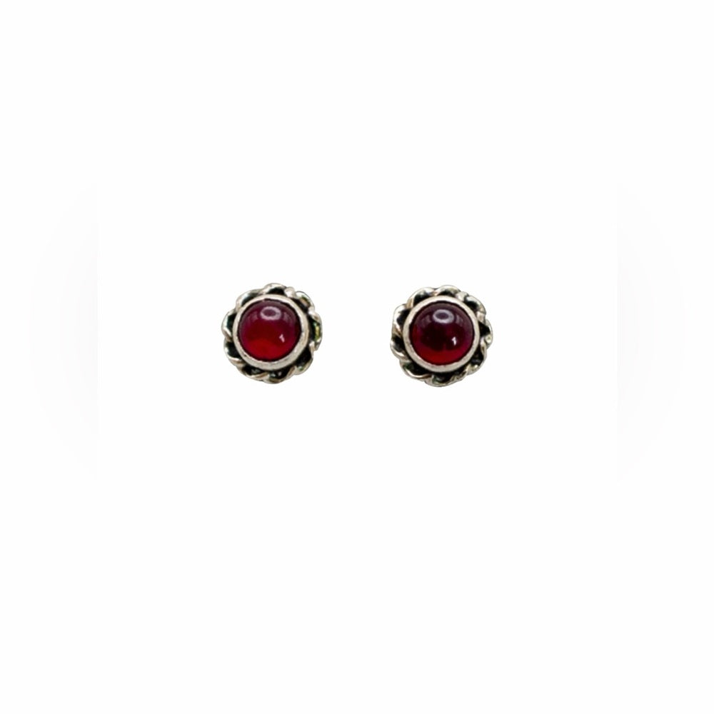 Purple Garnet Circle Swirl Stud Earrings