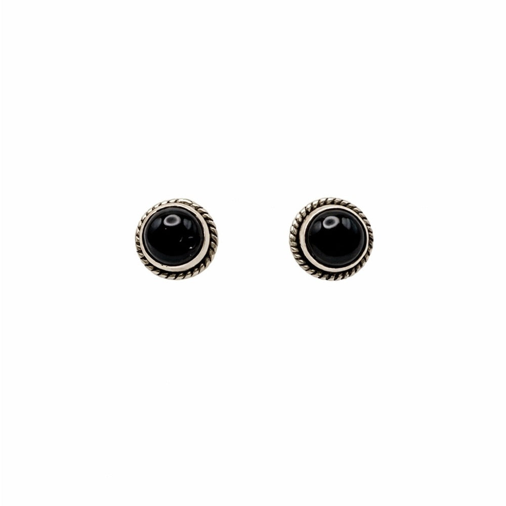 Round Braided Onyx Stud Earrings