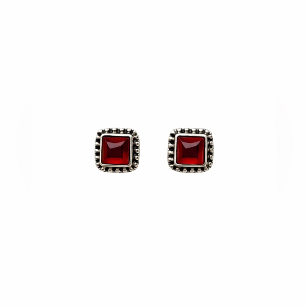 Square Carnelian Stud Earrings