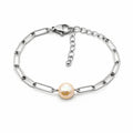 Golden Pearl Silver Large Paperclip Bracelet