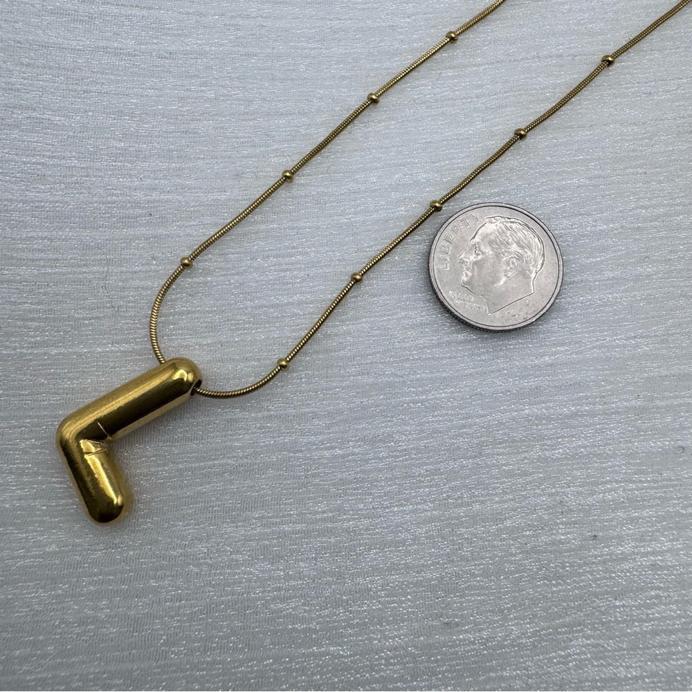Stainless Steel Satellite Chain “L” Necklace