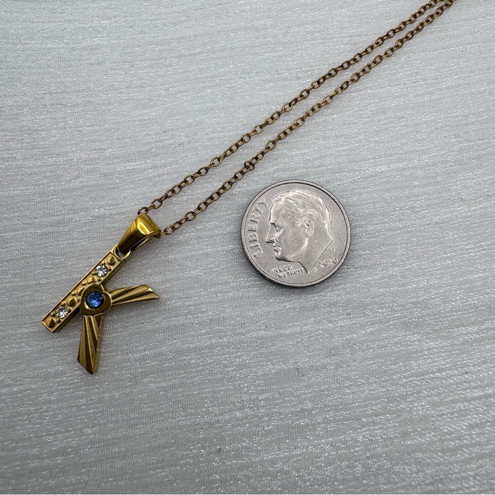 Stainless Steel Crystal “K” Necklace
