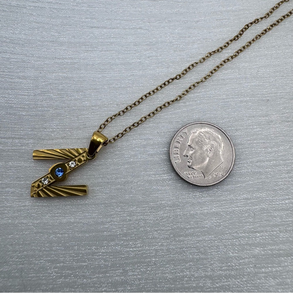 Stainless Steel Crystal “N” Necklace
