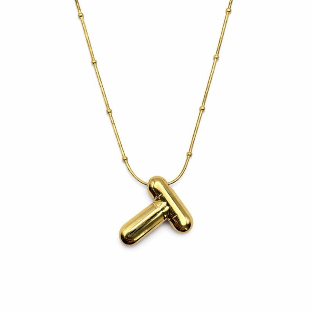 Stainless Steel Satellite Chain “T” Necklace