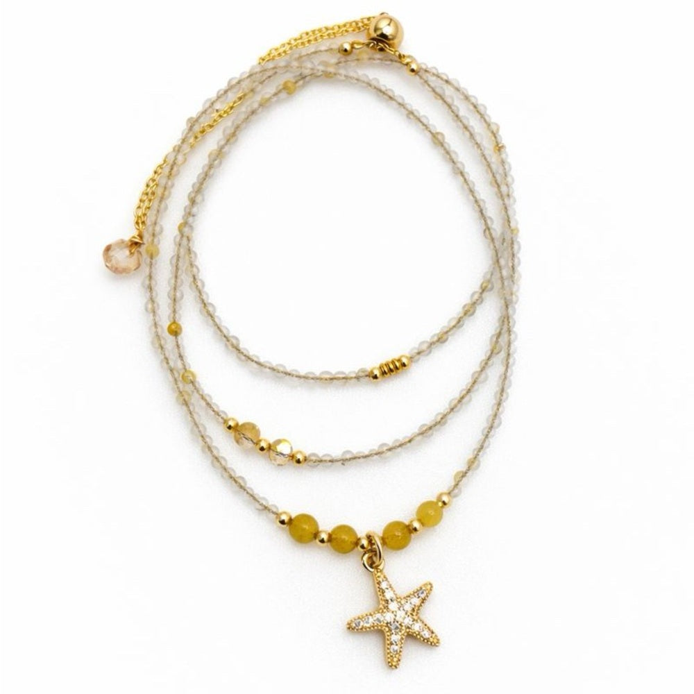 Golden Rutile & Clear Quartz Adjustable Necklace
